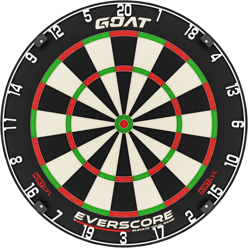 GOAT - Everscore NXT LVL, Sisal Dartboard with Minimalist Design, Self-repairing Board, Minimises Bounce-outs, Long-lasting Longevity