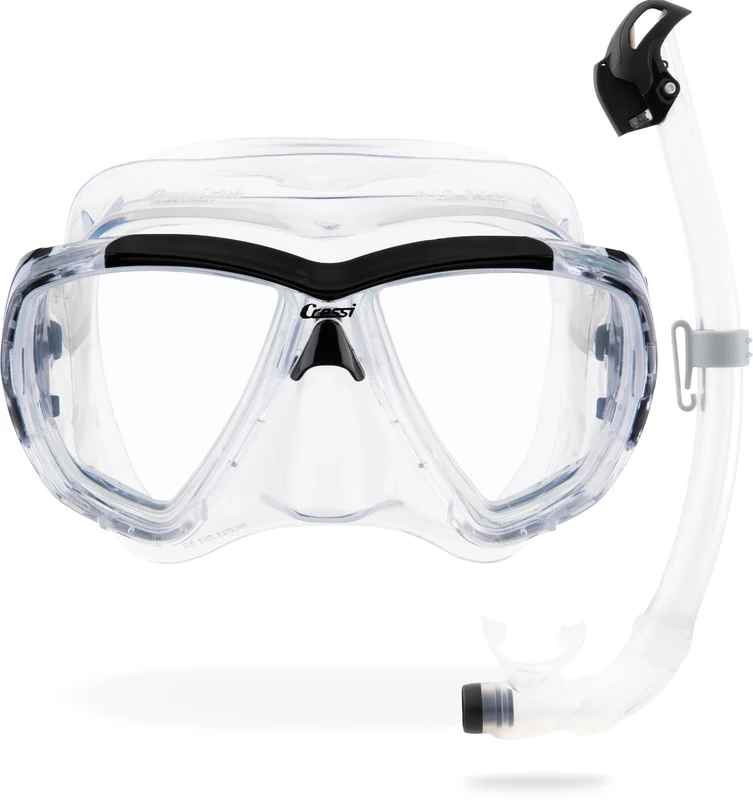 CRESSI Big Eyes + Seal Dry Clear/Black - Combo Set for Adults Big Eyes Mask and Innovative Seal Dry Snorkel, Ideal for Diving and Snorkelling, One Size