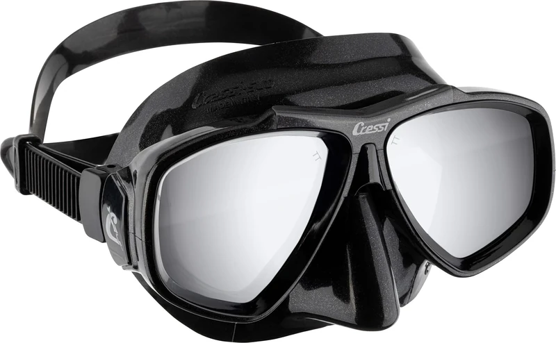 CRESSI Focus Mask Black/Spectra Silver Mirrored Lens - Unisex Adjustable Diving and Snorkeling Mask, Black/Spectra Silver Mirrored Lens, One Size