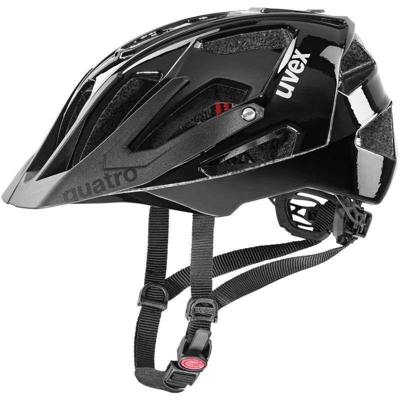 uvex quatro - secure bike helmet for men and women - individual fit - adjustable shield - all black - 56-61 cm
