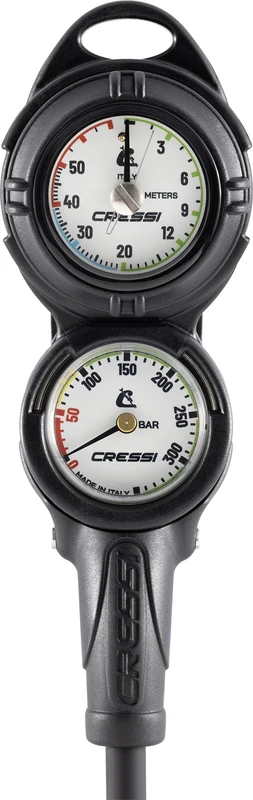 Cressi Console PD2 Pressure+Depth Gauge Vale 300 C White m/BAR - Diving Console, BAR Pressure Gauge + Metric Depth Gauge, White, One Size, Unisex