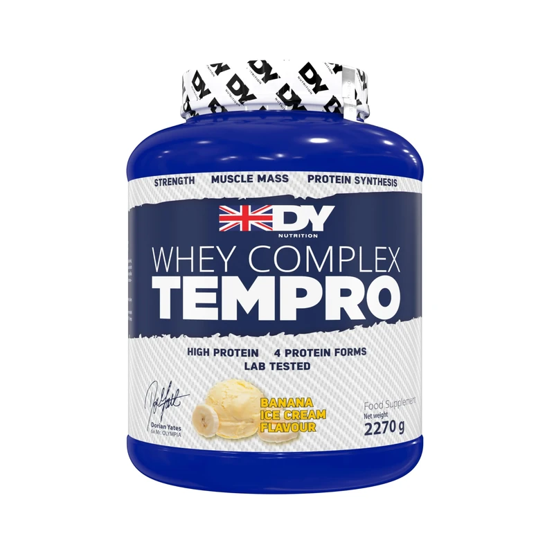 DY Nutrition Whey Complex Tempro | x4 Protein Forms | Whey, Casein, Isolate & Egg Albumin, 23g Premium Protein Powder with Digestive Enzymes for Optimal Absorption, 2.27kg | Banana Ice Cream