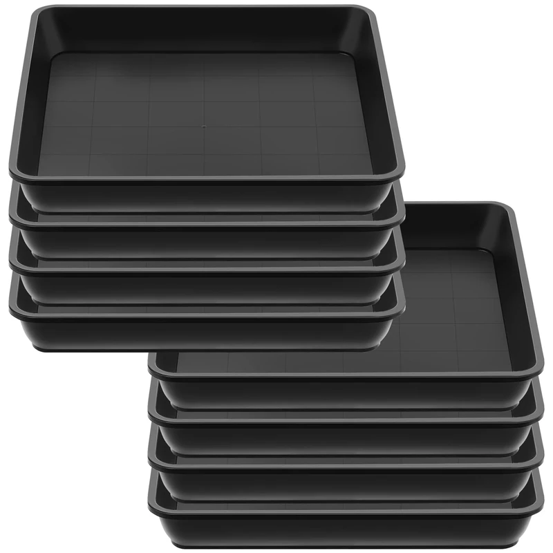 Sibosen 8 Pack Square Plant Saucer,25cm 10inch Plastic Plant Water Drip Tray,Flower Pot Saucers,Square Planters for Indoors and Outdoors No Holes Plants Garden Saucer for Plant Pots