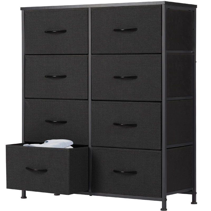 Sweetcrispy Chest of Drawers with Fabric Drawers, Sideboard with 8 Fabric Drawers, Drawer Cabinet, Organization Furniture for Kitchen, Office, Hallway, TV Cabinet with Drawers