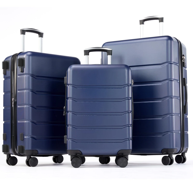 Sweetcrispy Luggage, Hard Shell ABS Suitcase with Double Spinning Wheels, Lightweight Expandable Rolling Luggage with TSA Lock, Pink, 3-Piece Set (20/24/28), Luggage Sets with Spinning Wheels,