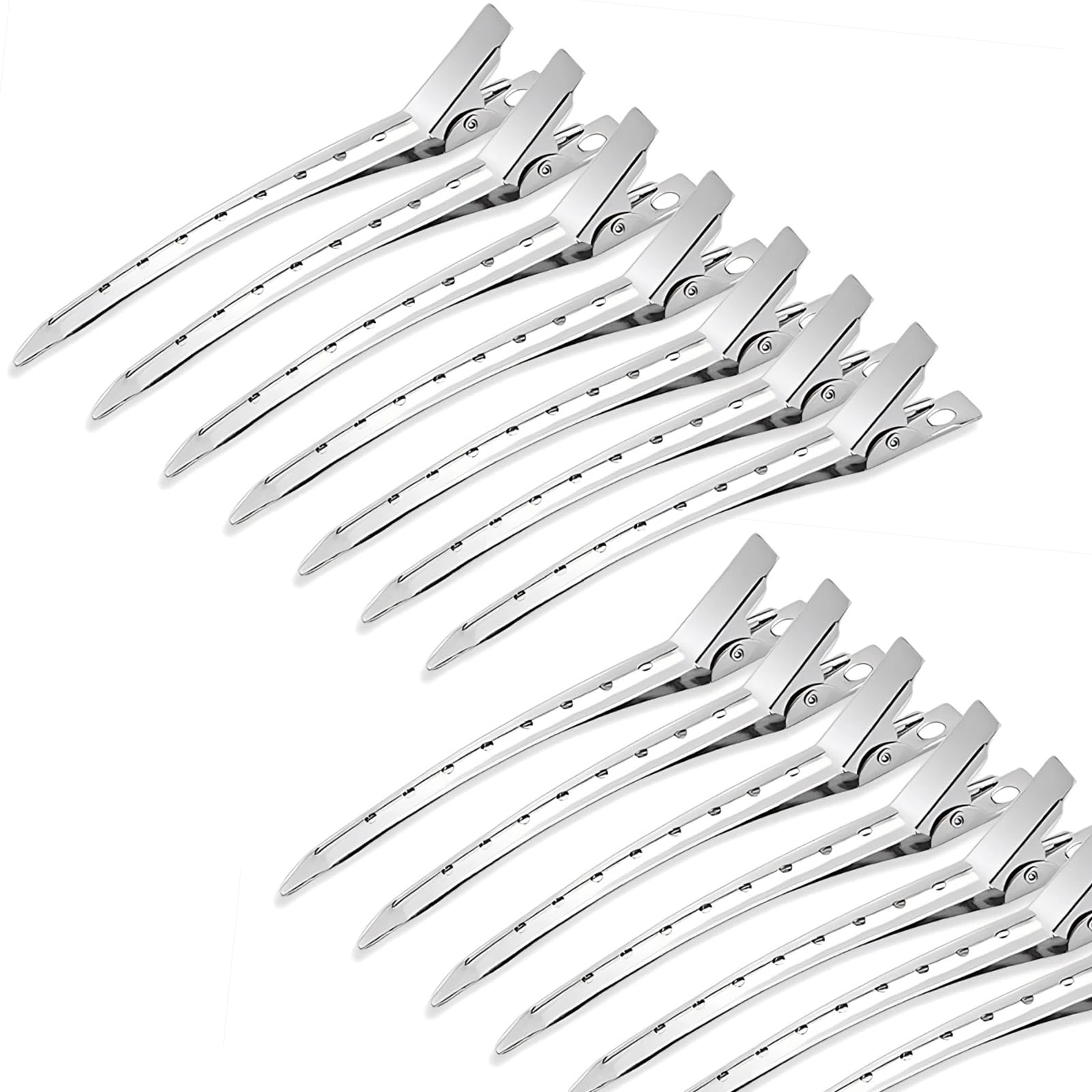 30 Pcs Duck Bill Clips, 9cm Rustproof Metal Alligator Curl Clips with Holes for Hair Styling, Hair Coloring, Metal Duck Billed Hair Clips Silver for Styling Sectioning, Silver