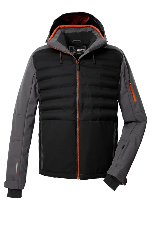Killtec KSW 72 MN Ski Jacket Men's Hybrid Quilted Jacket with Zip-Off Hood and Snow Guard Black S 43435-000
