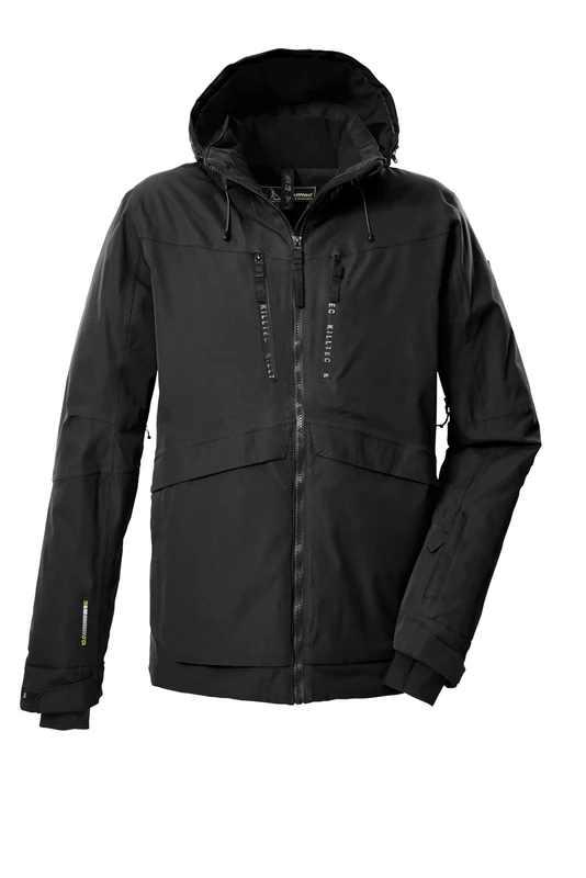 Killtec KSW 55 MN Ski Jacket Men's Functional Jacket with Hood, Snow Guard and Underarm Ventilation, Black, S, 43439-000