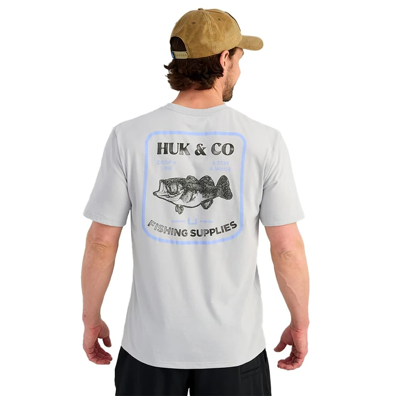 HUK Short Sleeve Performance Tee, Fishing T-Shirt for Men, Huk and Co - Harbor Mist, Large