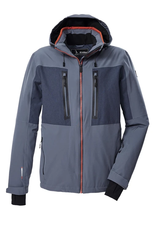 Killtec KSW 47 MN 43436-000 Men's Ski Jacket with Zip-Off Hood and Snow Guard Steel 3XL