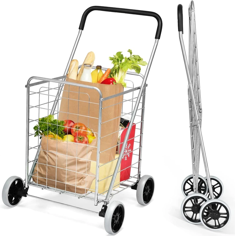 FANTASK Multi-Purpose Folding Trolley, Silver, 57 cm x 58 cm x 91 cm (L x B x H)