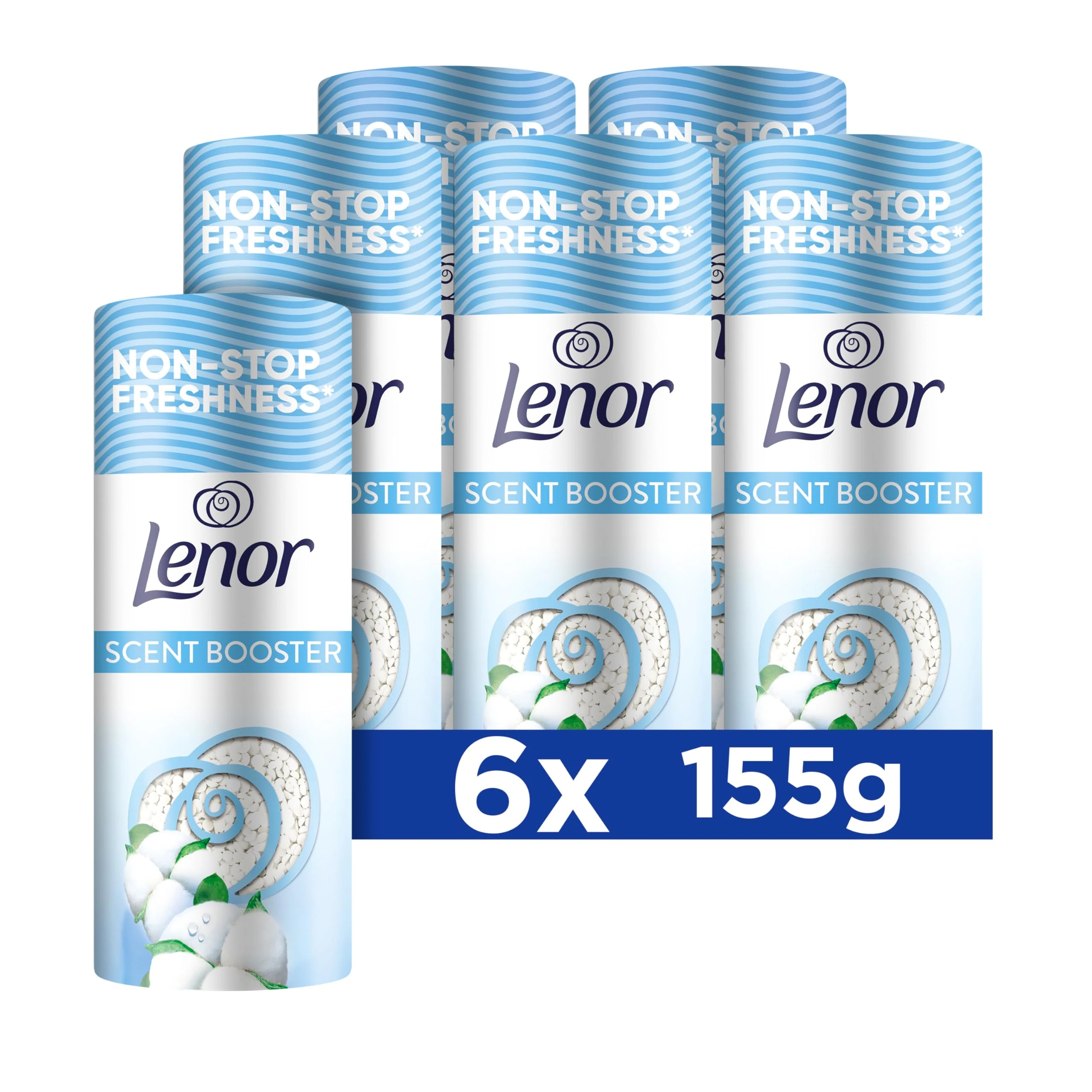 Lenor Laundry Perfume Scent Booster 6 Packs x 155g - Cool Cotton, Lasting Freshness for Up to 12 Weeks