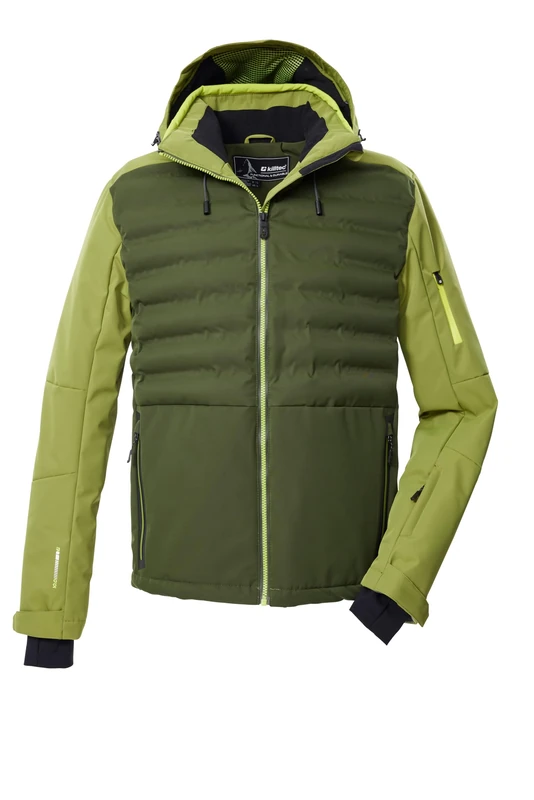 Killtec KSW 72 MN Ski Jacket Men's Hybrid Quilted Jacket with Zip-Off Hood and Snow Guard Forest Green XL 43435-000