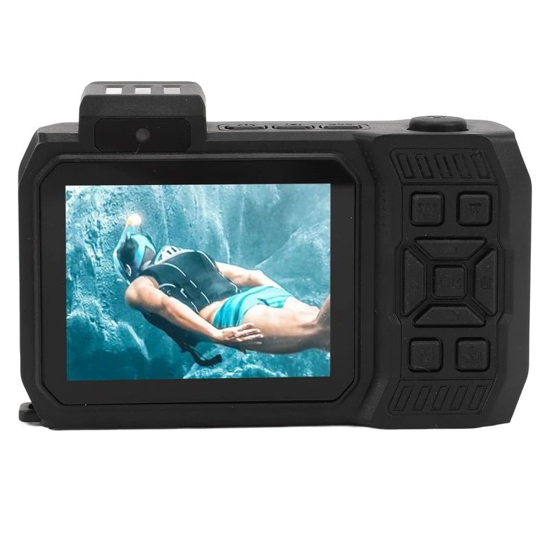 4K Underwater Camera, 33FT Camera 65MP Autofocus Dual Screen Selfie 18x Zoom Underwater Camera Compact Digital Camera for Snorkeling (Black)