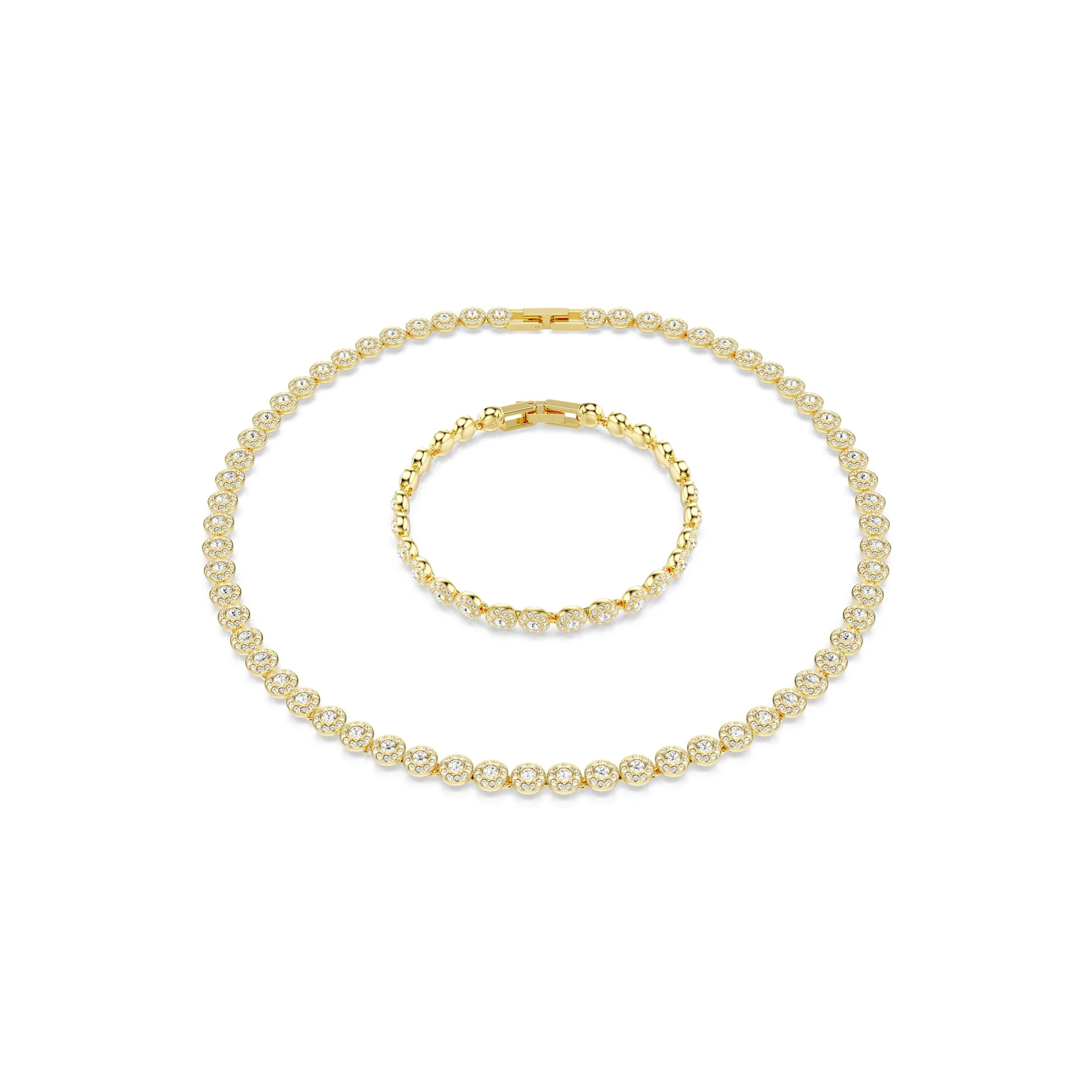 Swarovski Una Angelic set, Round cut, clear, Gold-tone finish, One Size, Crystal, Crystal