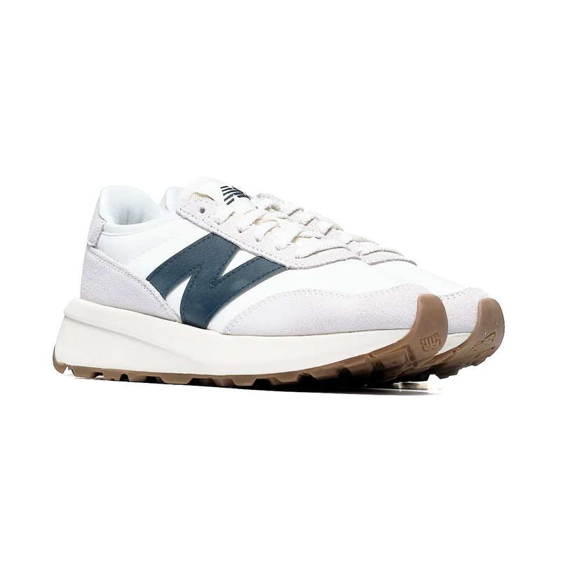 New Balance Men's 370 Sneaker, Off White-Black, 10.5 UK