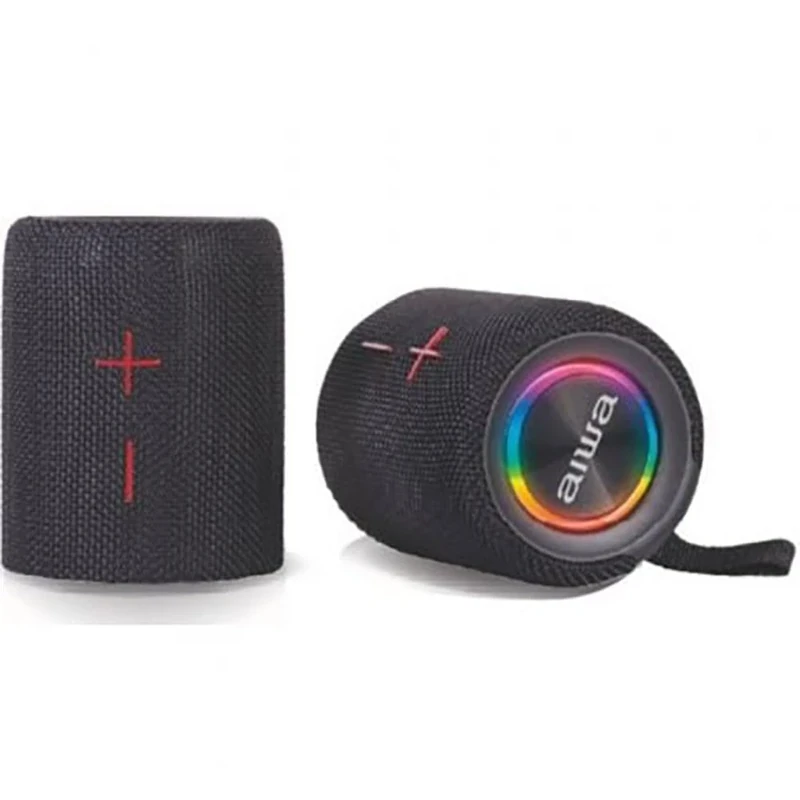 Aiwa BST-250 Detachable TWS Bluetooth Speaker with Full Color RGB Lighting, Stereo Sound 2x10W, IPX5 Waterproof, Rechargeable Battery and Compatible with Android/iOS, Black.