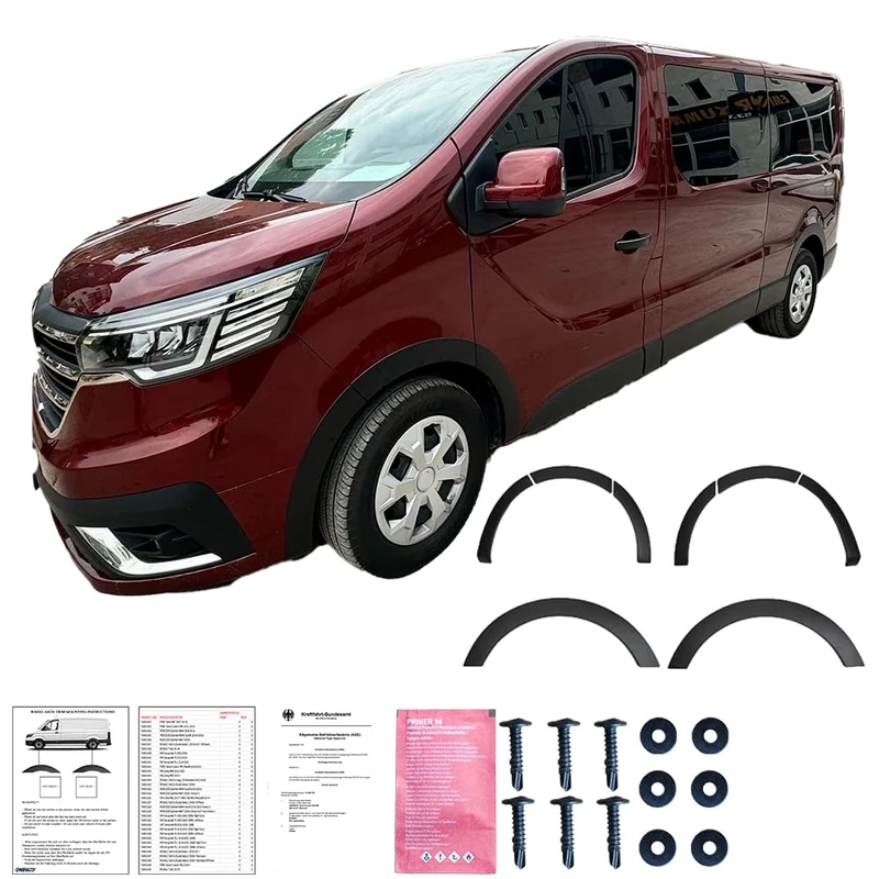 Oneway Set Wheel Arch Trims compatible with Renault Trafic 2022- - Matt black