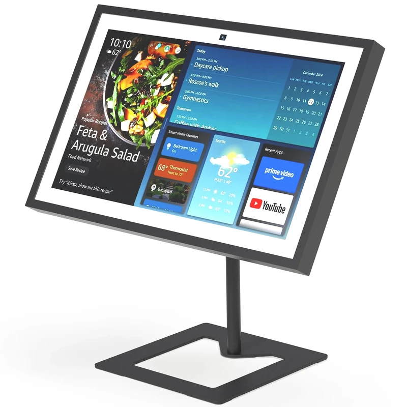 niubuy Adjustable Metal Stand Designed for All-new EchoShow15, Tilt and Swivel Desk Stand for Show15,Made of Stainless Steel with Black Matte Finish (Black)