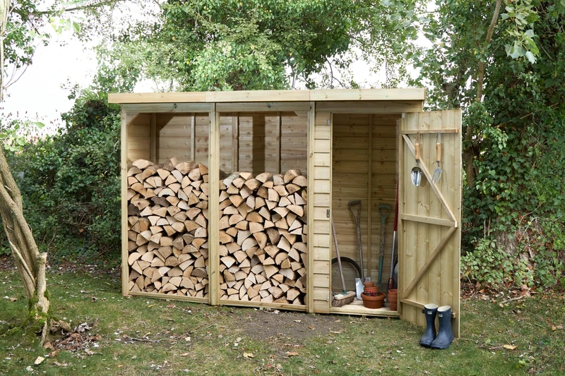 Forest Garden Large Overlap Log and Tool Store 8'11 x 2'10 (2.7m x 0.9m)