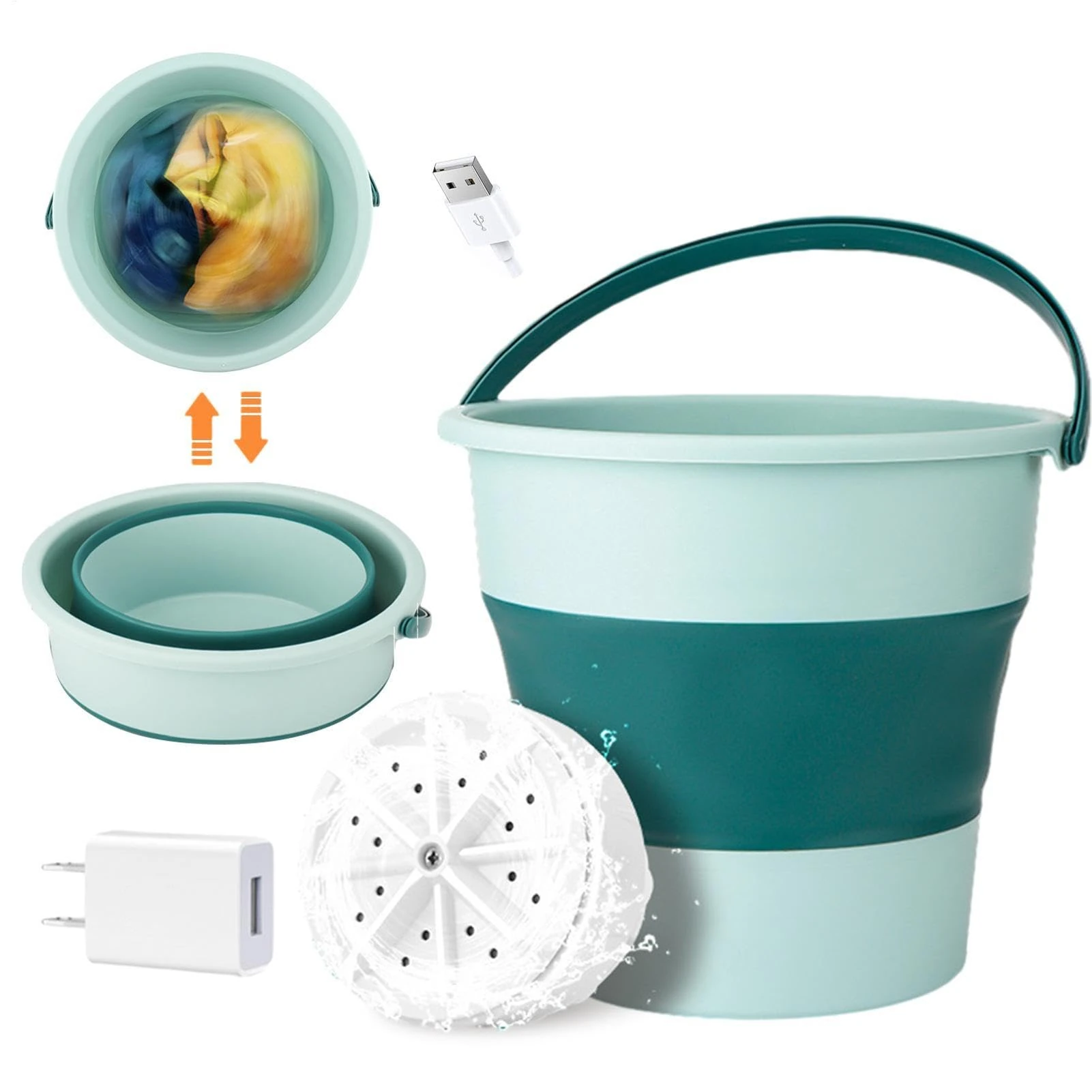 Portable Washer | 10 L Foldable Small Washing Machine | Washing Machine with Ultrasonic Cleaning for Underwear Children's Clothes