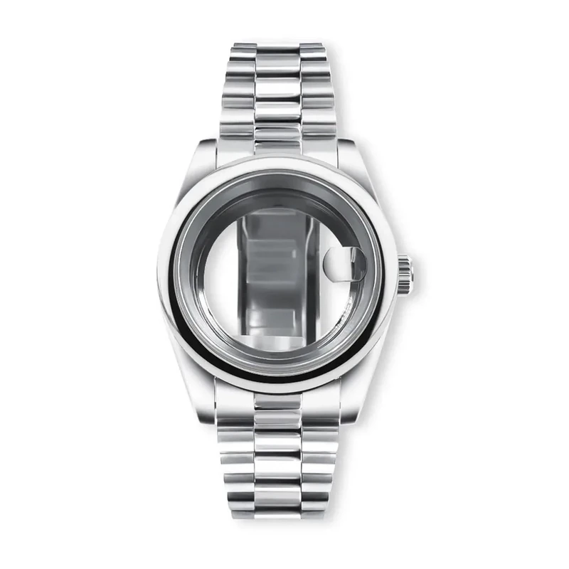 PVUVTNAHW 36MM/40MM Watch Case Compatible for NH34 NH35 NH36 ETA2824 Movement Sapphire Round Edge Waterproof Presidential Bracelet Strap(A with Date Window,36mm case)