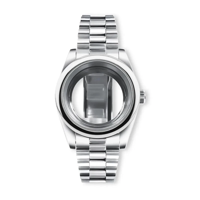 PVUVTNAHW 36MM/40MM Watch Case Compatible for NH34 NH35 NH36 ETA2824 Movement Sapphire Round Edge Waterproof Presidential Bracelet Strap(A no Date Window,36mm case)