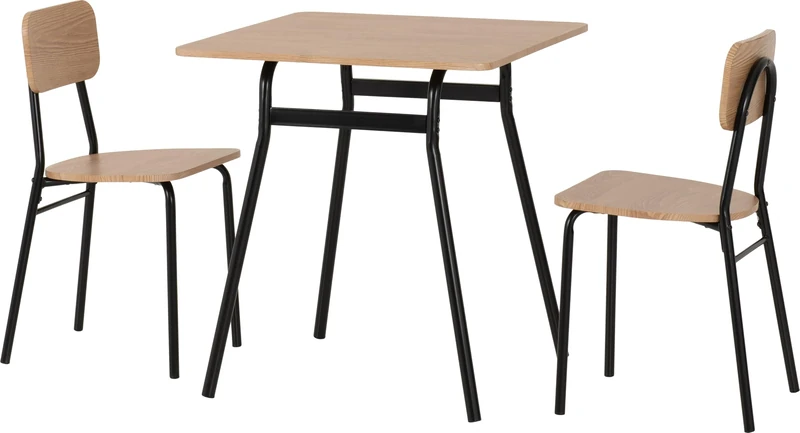 Seconique Warren 1+2 Dining Set in Russet Oak Effect/Black