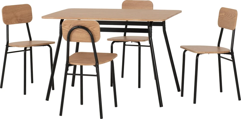 Seconique Warren 1+4 Dining Set in Russet Oak Effect/Black