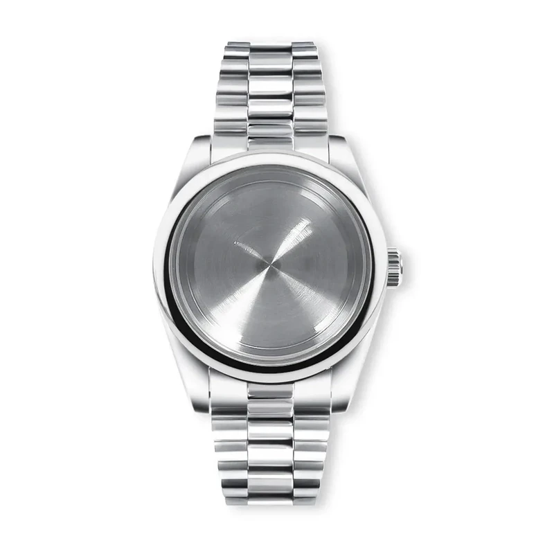 PVUVTNAHW 36MM/40MM Watch Case Compatible for NH34 NH35 NH36 ETA2824 Movement Sapphire Round Edge Waterproof Presidential Bracelet Strap(B no Date Window,40mm case)
