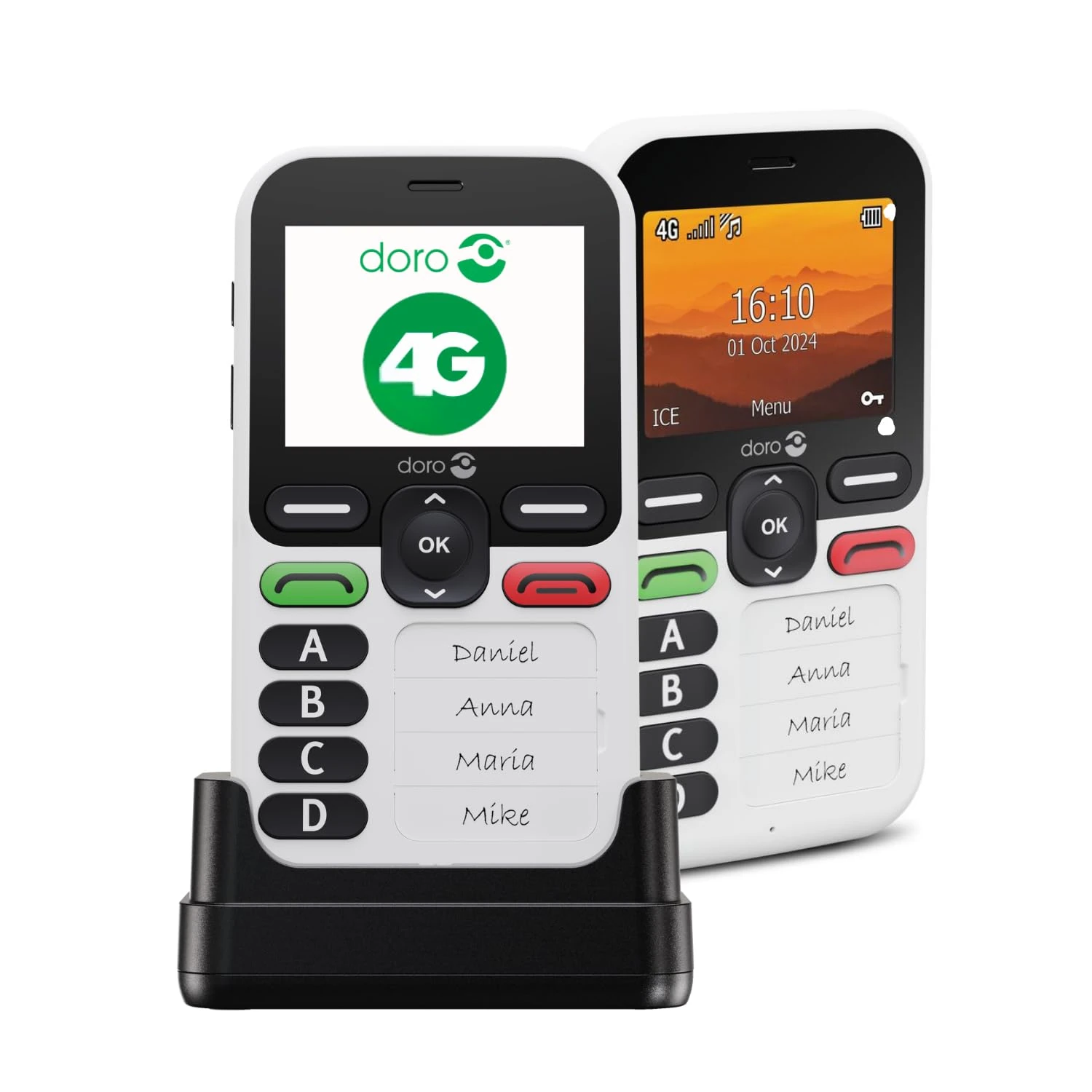 Doro - Leva X10 - Senior Mobile Phone - Unlocked 4G Phone - 4 Pre-Recorded Numbers - Assist Key with GPS - Security Timer - SMS Only - Charger Included - White