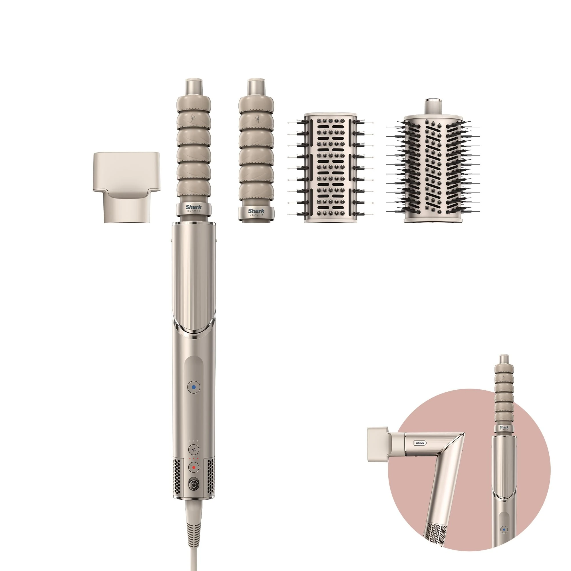 Shark FlexStyle 4-in-1 Air Styler & Hair Dryer with Auto-Wrap Curlers, Paddle Brush, Oval Brush and Concentrator, No Heat Damage, Stone HD436SLUK