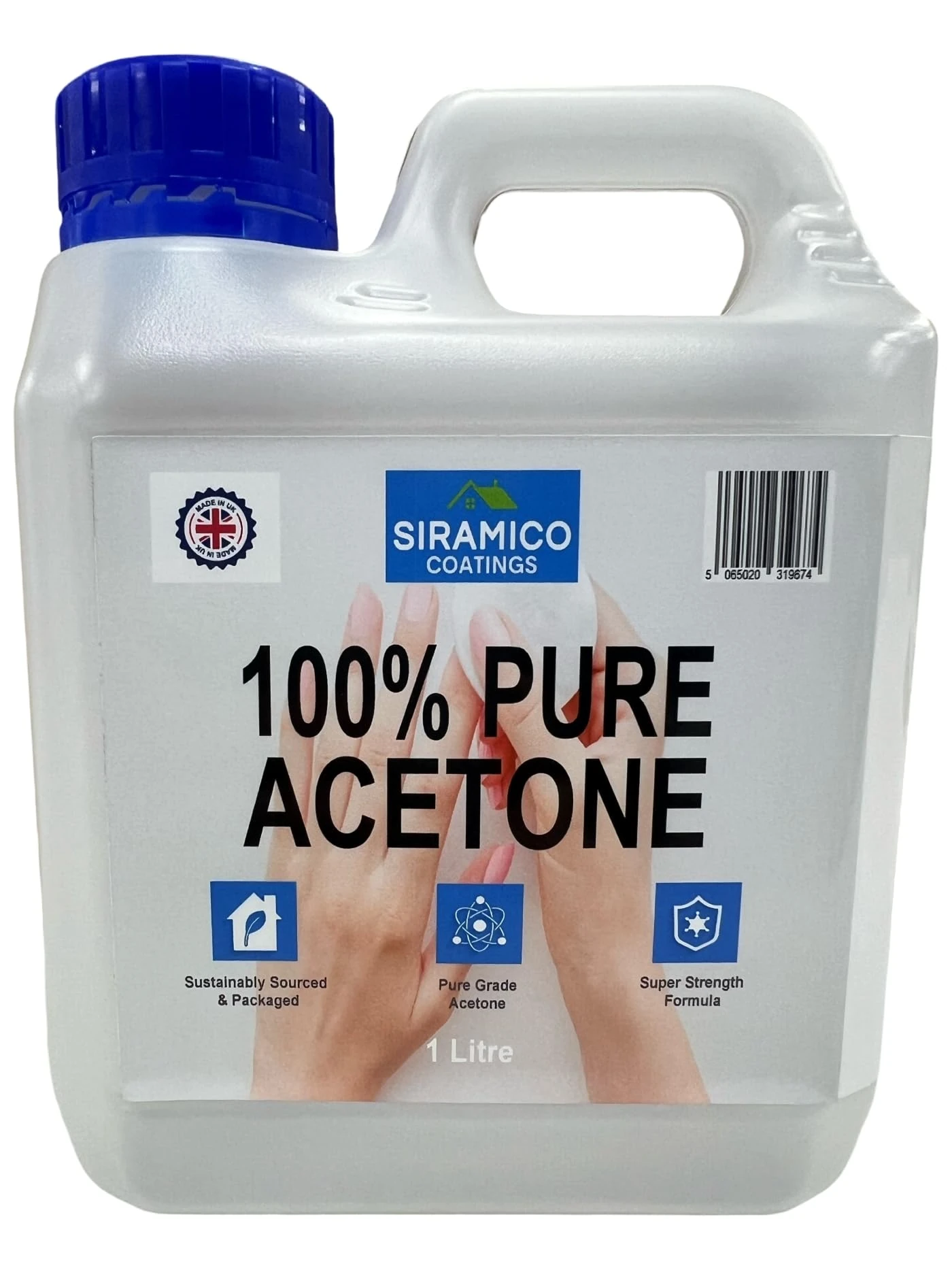 SIRAMICO COATINGS Pure Acetone | 1 Litre | Nail Polish Remover | Removes All Types of Nail Polish, Gels, Acrylics, Nail Tips & Glues | Super 100% Strength Formula