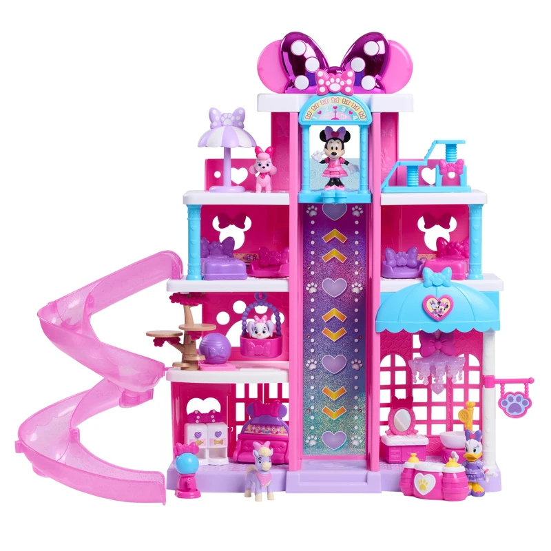Just Play Disney Jr. Minnie Mouse Pet Hotel Playset, 23-piece Hotel Set, 51 cm Tall Playset, Ages 3 and Up