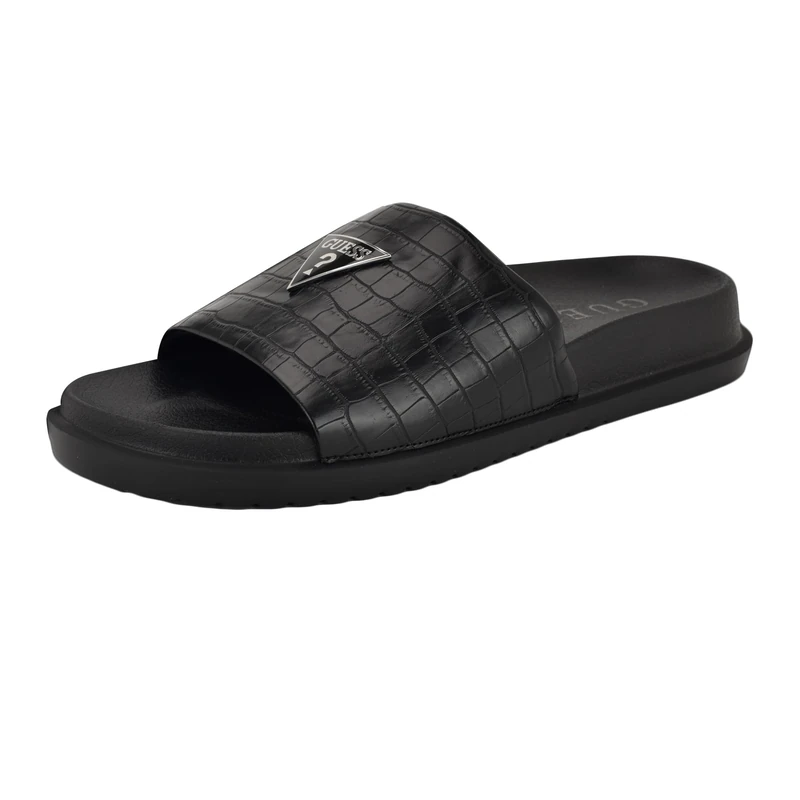 GUESS Men's Vesper Slide Sandal, Black Croco 003, 8 UK
