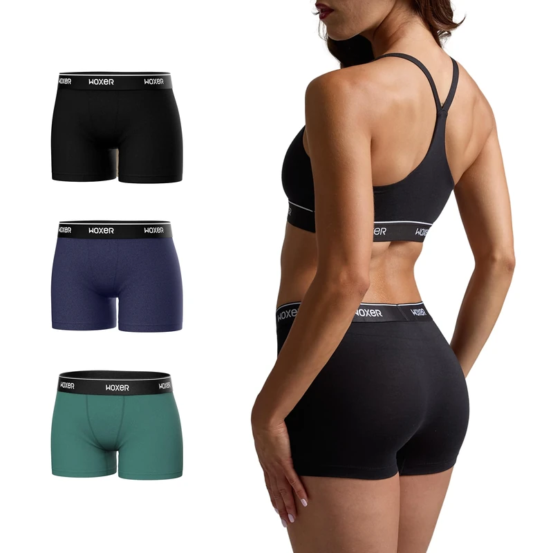 Woxer Womens Boxers - Star 3" Boy Shorts Underwear for Women - Boxer Briefs, 3 Pack Soft, S