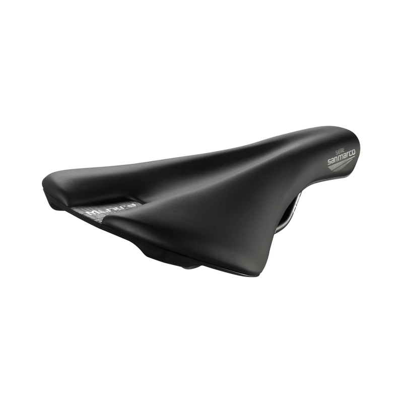Selle San Marco Mantra Manganese Off-Road Bicycle Saddle, Gravel, Trail, Cross Country, Open Shell with Protective Cover, Flat Shape, Manganese Frame – Black, Size L2