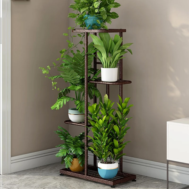 Zstar 4-Tier Metal Flower Stand - Bronze Gold Plant Shelf