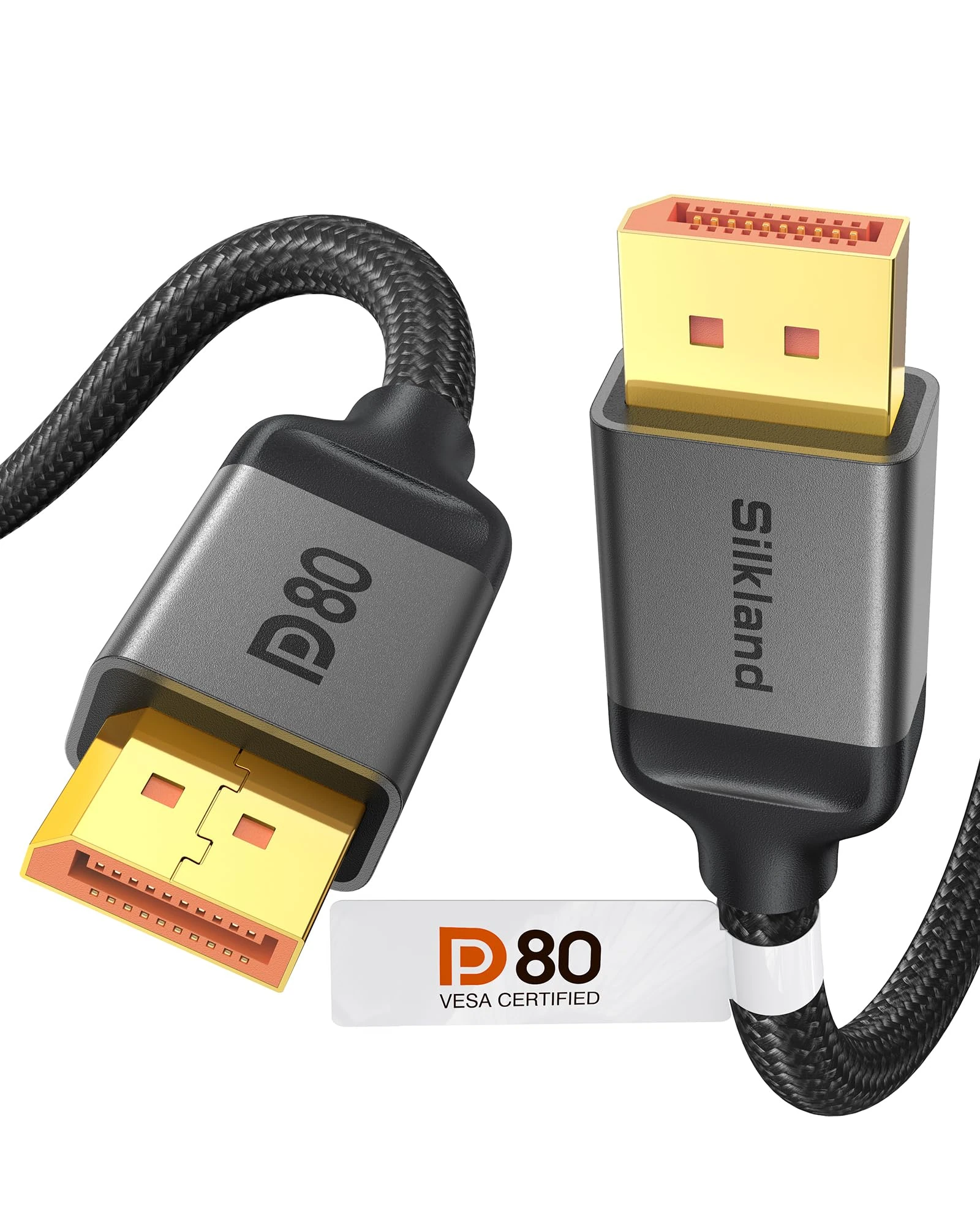 Silkland 80Gbps DisplayPort Cable 2.1 1M [VESA Certified], [8K@240Hz, 4K@960Hz 480Hz 360Hz 240Hz] DP Cable, HDR HDCP DSC 1.2a Display Port Compatible FreeSync G-Sync Graphics Cards 5090 7900XTX