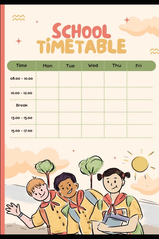 School Time Table Mastery: A Fun and Organized Way to Stay on Track: Effortlessly Manage Your School Schedule and Boost Productivity with This Interactive Planner