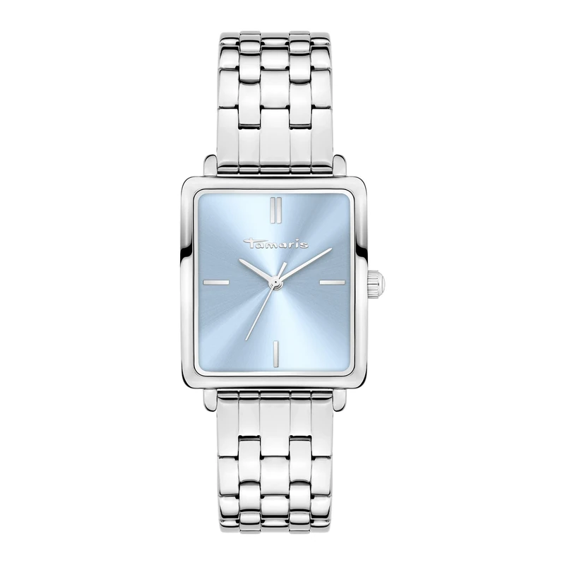 Tamaris Women's Analogue Watch with Quartz Movement Made of Stainless Steel with Stainless Steel Strap, Silver, Dial Colour: Blue-Sunray