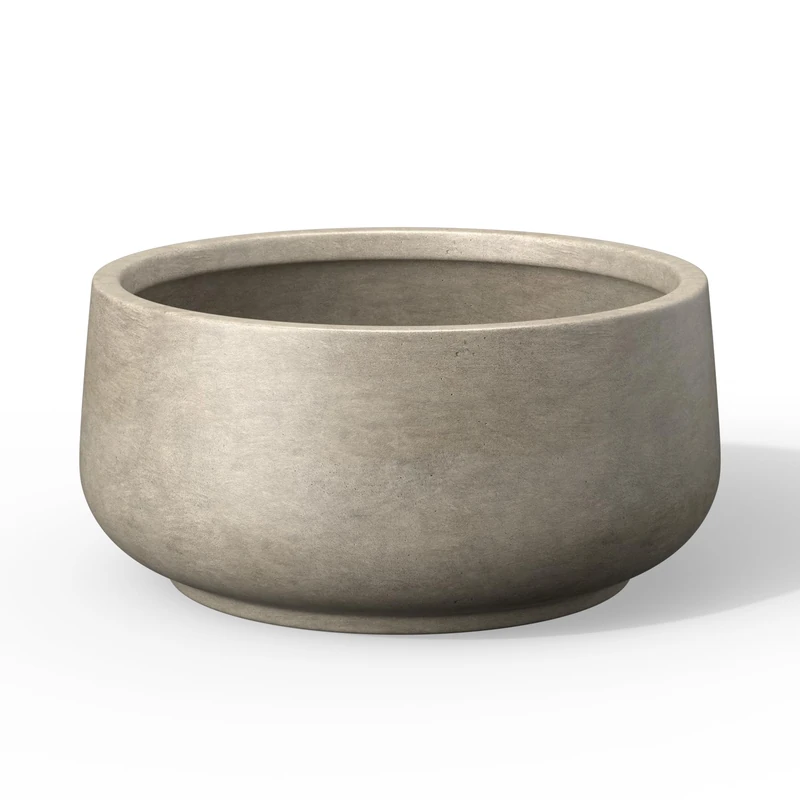 Kante Planter, Weathered Concrete, 13.4" Dia