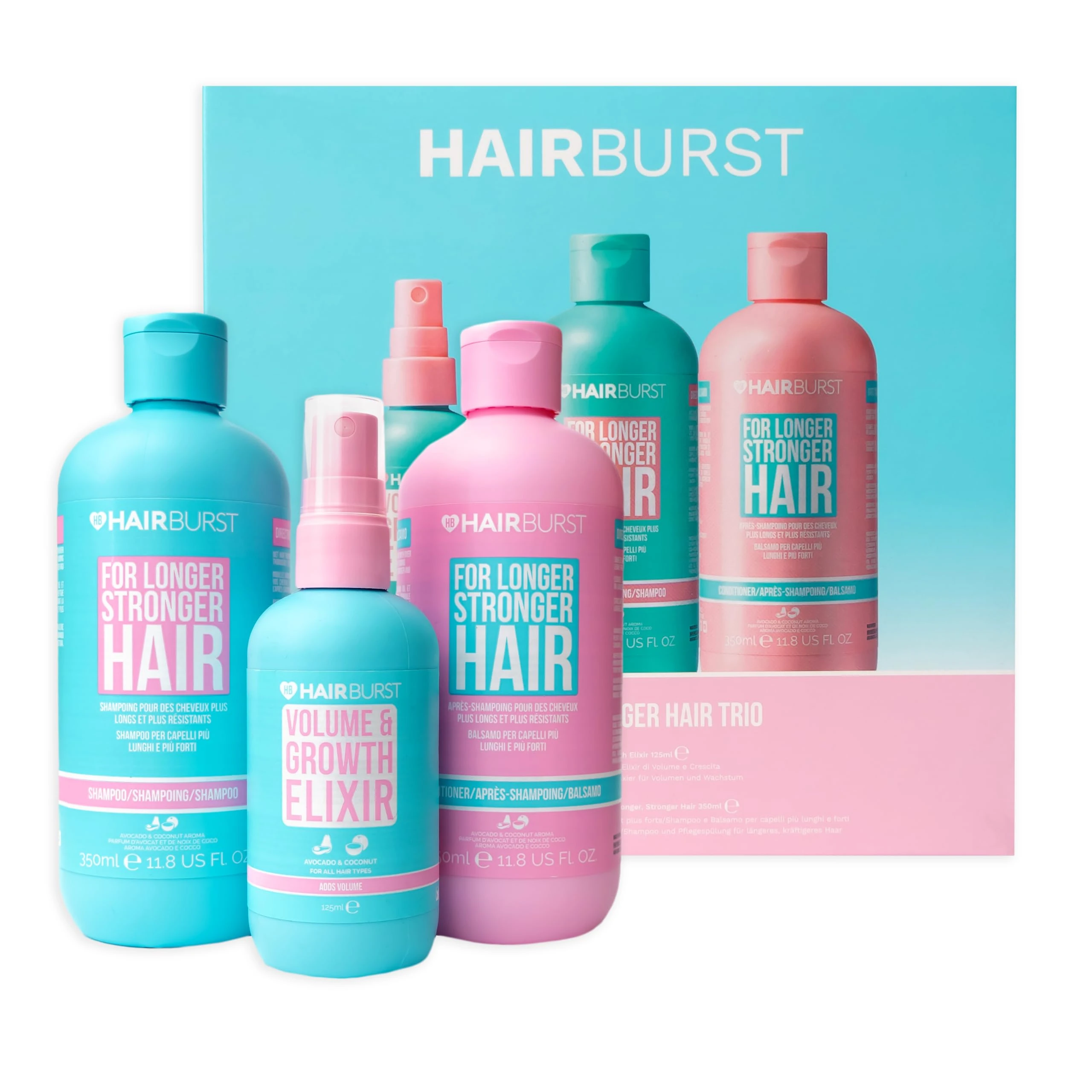 HAIR BURST Volume & Growth Elixir + Shampoo & Conditioner Set for Thicker, Stronger, Longer Hair –Boost Volume, Promote Hair Growth, Protect from Heat Damage – Thickening Treatment for All Hair Types
