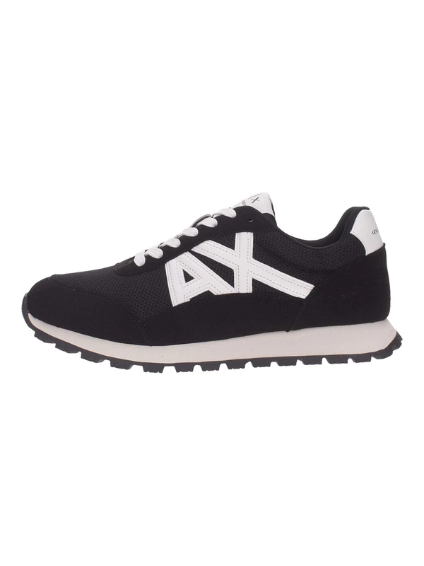 Armani Exchange Men's Essential Drop Mesh Details Trainers, Black Off White, 7 UK