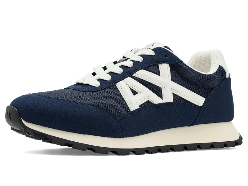 Armani Exchange Men's Essential Drop Mesh Details Trainers, Navy Off, 12 UK