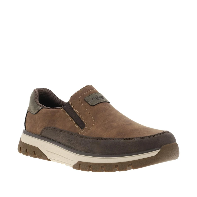 Rieker B9350-14 Men's Slippers Faux Leather Blue, Brown 24, 8 UK