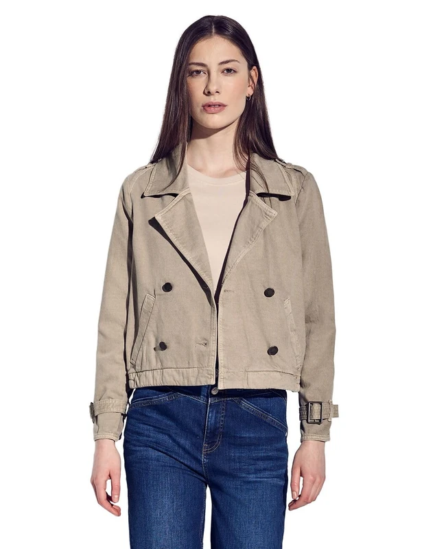 Street One Women's Denim Trench Jacket, Safari Beige Washed, 16 - Image 1