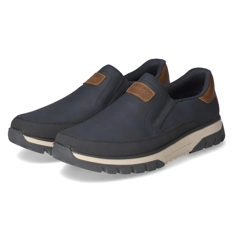 Rieker B9350-14 Men's Slippers Faux Leather Blue, blue, 9.5 UK