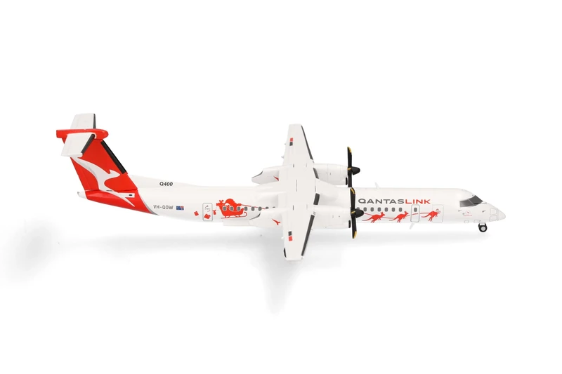 Herpa Model Airplane QantasLink Bombardier Q400 "Dasher-8," Miniature in 1:200 Scale, Collectible, Model Without Stand, Metal