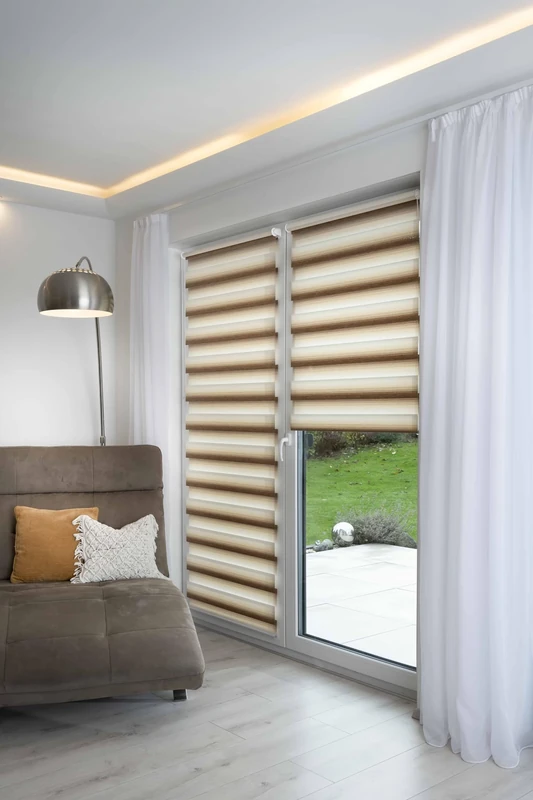 K-home® Madrid Klemmfix Double Roller Blind, No Drilling Required, Colour Gradient, Beige, W 100 x H 200 cm